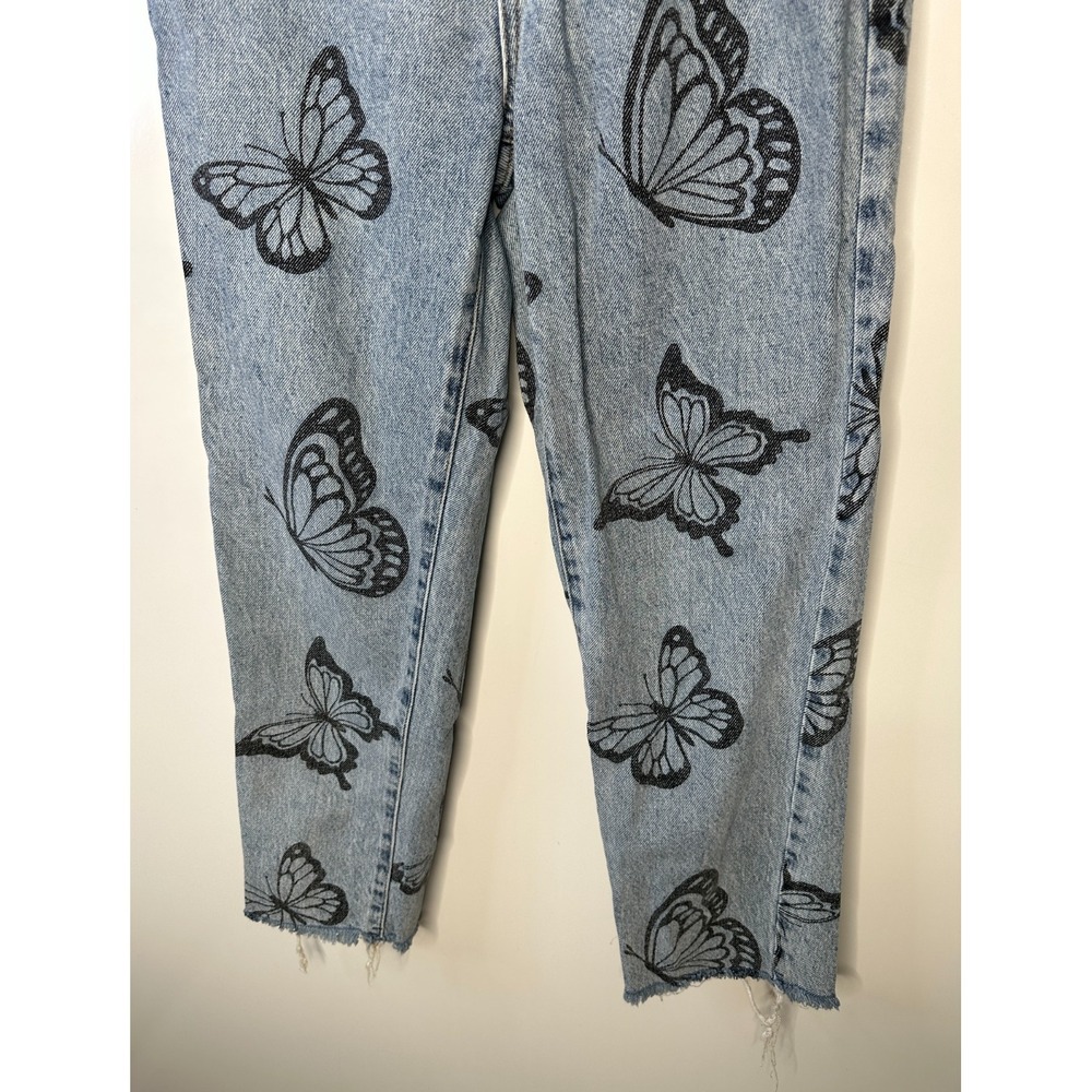PacSun Butterfly Printed High Rise Straight Jeans Blue Denim Women's Size 26 - Picture 4 of 11